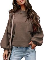 Suéter EVALESS Chunky Knit Fuzzy Warm Pullover para mulheres
