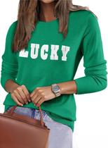 Suéter EVALESS St. Patrick's Day Wool Blend Green para mulheres