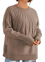 Suéter Eytino Plus Size para mulheres Cable Knit 4X Suéter Eytino Plus Size para mulheres Cable Knit 4X