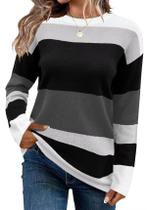 Suéter FEKOAFE Fashion 2025 Fall Color Block feminino preto GG Suéter FEKOAFE Fashion 2025 Fall Color Block feminino preto GG