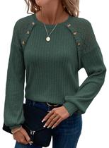 Suéter feminino Acelitt Plus Size verde com detalhe de renda 2GG Suéter feminino Acelitt Plus Size verde com detalhe de renda 2GG