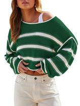 Suéter feminino Balimtoy leve listrado verde tamanho M