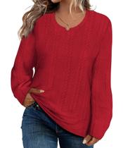 Suéter feminino CARCOS Plus Size 2X pulôver vermelho tricotado