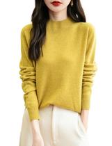 Suéter feminino Chanyarn, 100% lã merino, gola alta, mostarda Suéter feminino Chanyarn, 100% lã merino, gola alta, mostarda