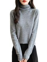 Suéter feminino Chanyarn, caxemira, 100% lã merino, cinza