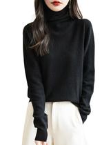 Suéter feminino Chanyarn outono-inverno 100% lã merino preta GG Suéter feminino Chanyarn outono-inverno 100% lã merino preta GG