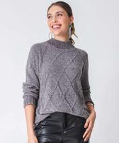 Suéter Feminino Chenille Trabalhado Marisa Cinza-52597