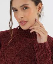 Suéter Feminino Chenille Trabalhado Marisa Vinho-52593