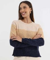 Suéter Feminino Chenille Tricolor Marisa Bege-52039