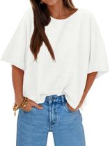 Suéter feminino Cicy Bell de meia manga grande com gola de barco branca