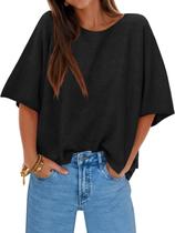 Suéter feminino Cicy Bell de meia manga grande com gola de barco preta Suéter feminino Cicy Bell de meia manga grande com gola de barco preta