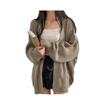 Suéter Feminino Coreano Solto E Quente, Tricô Básico, Cardigã Para Outono E Inverno