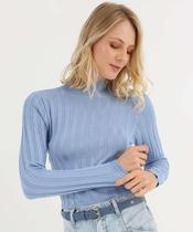 Suéter Feminino Cropped Gola Alta Marisa Azul-49045