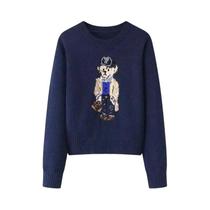 Suéter Feminino De Cashmere Com Estampa De Urso, Moda Coreana, Quente Para Outono E Inverno - DFRCAEG