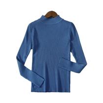 Suéter Feminino De Cashmere Com Gola Alta, Básico, Sólido, Casual Para Outono E Inverno