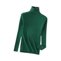 Suéter Feminino De Cashmere Macio Com Gola Alta, Básico, Sólido, Casual Para Outono E Inverno