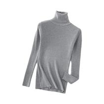 Suéter Feminino De Cashmere Macio Com Gola Alta, Básico, Sólido, Casual Para Outono E Inverno