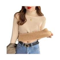 Suéter Feminino De Cashmere Quente Com Gola Alta E Babados Para Outono/Inverno Suéter Feminino De Cashmere Quente Com Gola Alta E Babados Para Outono/Inverno