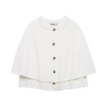 Suéter Feminino De Cor Sólida Com Decote Redondo, Jaqueta De Tricô Com Design De Capa Chic, Cardigan