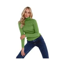 Suéter Feminino De Gola Alta Canelado Macio E Quente, Ajuste Slim, Versátil Para Outono/Inverno