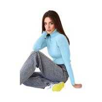Suéter Feminino De Gola Alta Canelado Macio E Quente, Ajuste Slim, Versátil Para Outono/Inverno
