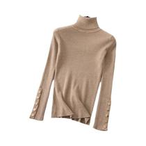 Suéter Feminino De Gola Alta Com Mangas Longas, Ajuste Slim, Tricô Macio, Pullover Para Outono E