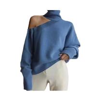 Suéter Feminino De Gola Alta Em Cor Sólida, Moda Outono Inverno, Elegante E Casual