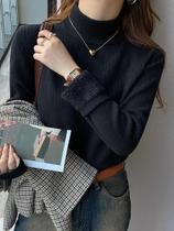 Suéter Feminino De Gola Alta Grosso, Retrô, Forrado Com Veludo, Térmico, De Tricô Para Inverno - AOSSVIAO