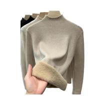 Suéter Feminino De Gola Alta Para Inverno, Quente, Forrado Com Veludo, Ajuste Slim, Pulôver De Tricô Suéter Feminino De Gola Alta Para Inverno, Quente, Forrado Com Veludo, Ajuste Slim, Pulôver De Tricô