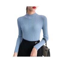 Suéter Feminino De Gola Alta Slim Fit Para Outono/Inverno, Estilo Vintage, Tricô Sólido, Casual, Top