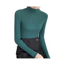Suéter Feminino De Gola Alta Slim Fit Para Outono/Inverno, Estilo Vintage, Tricô Sólido, Casual, Top