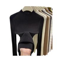 Suéter Feminino De Gola Alta Slim Fit, Quente E Macio, Pullover Tricotado Em Cor Sólida Para Outono