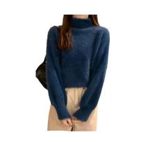Suéter Feminino De Inverno Grosso Com Gola Alta Em Lã Imitação De Mink Tricotado Macio Quente Casual Suéter Feminino De Inverno Grosso Com Gola Alta Em Lã Imitação De Mink Tricotado Macio Quente Casual