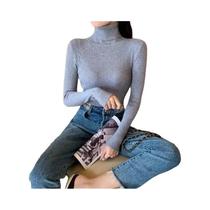 Suéter Feminino De Inverno Térmico Listrado Com Gola Alta, Tricô De Manga Longa, Blusa Quente