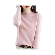 Suéter Feminino De Lã 100% Pura Com Gola Alta, Pulôver De Cashmere Casual, Top De Tricô Em 19 Cores