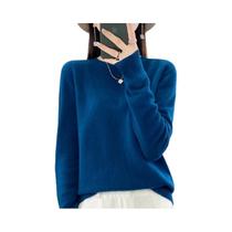 Suéter Feminino De Lã Com Gola Redonda, Manga Longa, Tricô, Elegante, Versátil E Caimento Solto - NONE