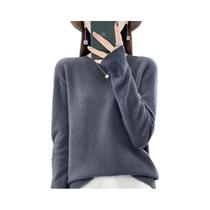 Suéter Feminino De Lã Com Gola Redonda, Manga Longa, Tricô, Elegante, Versátil E Caimento Solto