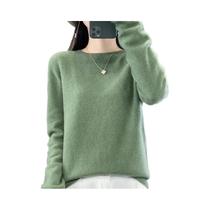 Suéter Feminino De Lã Com Gola Redonda, Manga Longa, Tricô, Elegante, Versátil E Caimento Solto