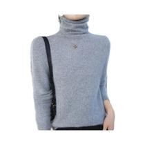 Suéter Feminino De Lã De Vison E Caxemira Grosso Com Gola Alta Multicolorido Para Outono Inverno
