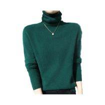Suéter Feminino De Lã De Vison E Caxemira Grosso Com Gola Alta Multicolorido Para Outono/Inverno