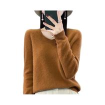 Suéter Feminino De Lã Merino 100% Com Decote Em V, Casual, Tricotado, Outono Inverno 2024