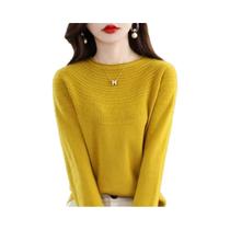 Suéter Feminino De Lã Merino 100% Tricotado Com Gola Redonda E Detalhes Vazados 11 Cores Coleção