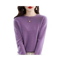 Suéter Feminino De Lã Merino 100% Tricotado Com Gola Redonda E Detalhes Vazados 11 Cores Coleção