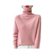 Suéter Feminino De Lã Merino Com Manga Longa, Top Térmico Em Cor Sólida Para Outono E Inverno
