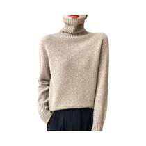 Suéter Feminino De Lã Merino De Manga Longa Térmico Em Cor Sólida Para Outono E Inverno