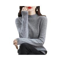 Suéter Feminino De Lã Merino E Cashmere Com Gola Alta, Manga Longa, Quente, Para Outono E Inverno