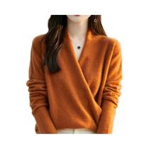 Suéter Feminino De Lã Merino E Caxemira Grossa, Tricotado, Manga Longa, Caimento Solto, Quente, Para