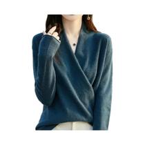 Suéter Feminino De Lã Merino E Caxemira Grossa, Tricotado, Manga Longa, Caimento Solto, Quente, Para