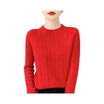 Suéter Feminino De Lã Para Outono E Inverno, Gola Redonda, Manga Longa, Moda Coreana