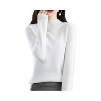 Suéter Feminino De Lã Pura 100% Com Gola Alta, Pulôver De Cashmere, Top Casual Em 19 Cores